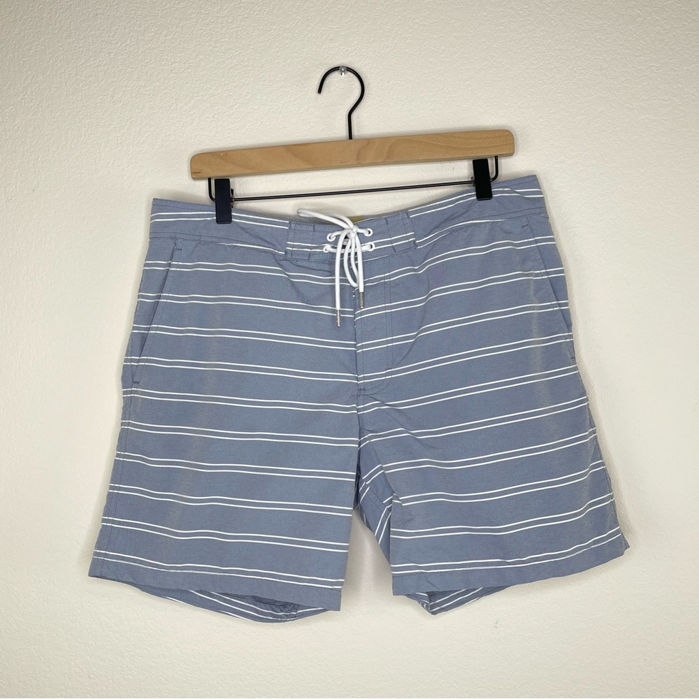 Bonobos Striped Swim Trunk/ Board Short in Blue and White size 33